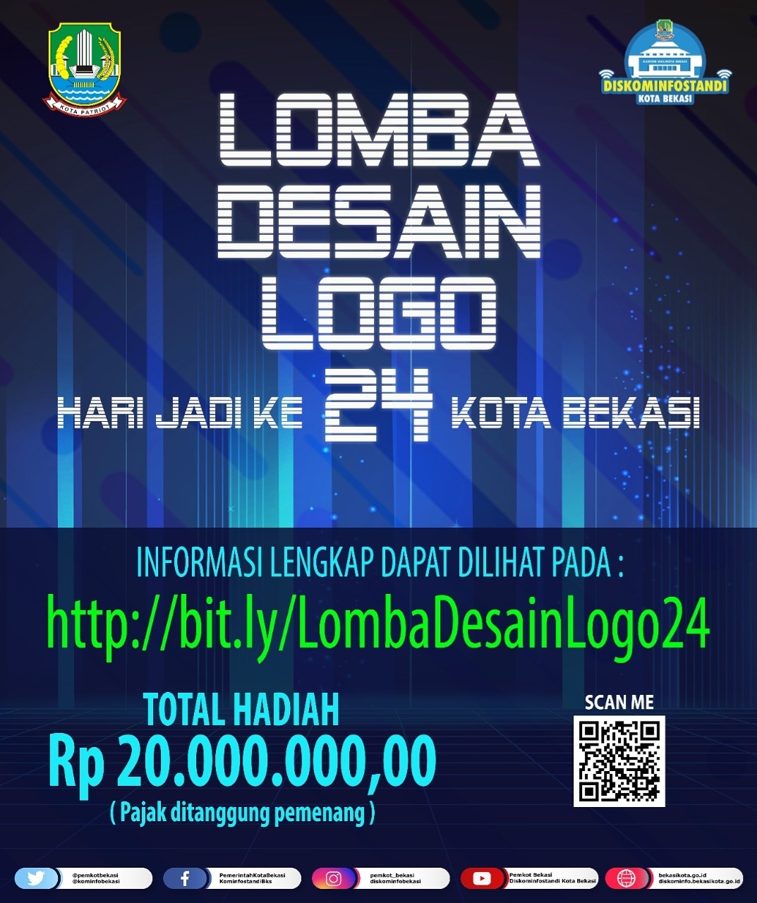 Pemerintah Kota Bekasi Sayembara Desain Logo Hut Kota Bekasi Ke 24 Tahun 2021<script async src=